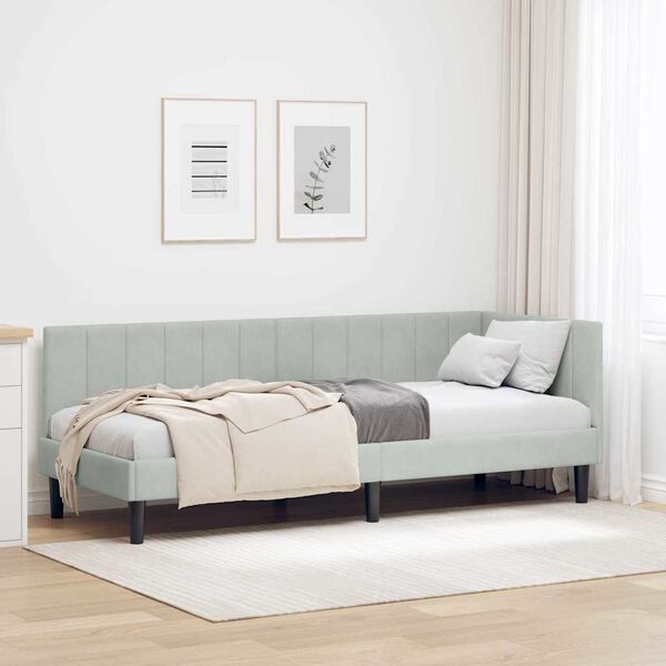 vidaXL Estructura de cama en esquina Gris Claro 80 cm x 200 cm