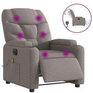 vidaXL Sill&oacute;n reclinable de masaje el&eacute;ctrico tela gris taupe