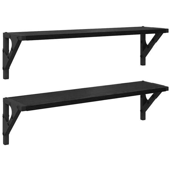 vidaXL Estanterías de pared 2 pcs Roble Negro 60 x 15 x 15,5 cm