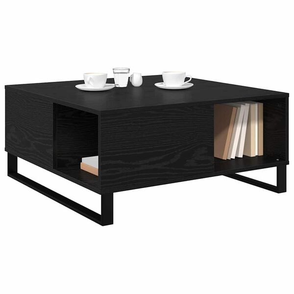 vidaXL Mesa de Caf&eacute; Roble Negro 80 x 80 x 36,5 cm Madera de ingenier&iacute;a