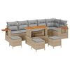 vidaXL Conjunto de sof&aacute;s de jard&iacute;n 10 uds. Beige rat&aacute;n sint&eacute;tico