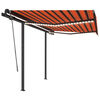 vidaXL Toldo autom&aacute;tico LED sensor de viento naranja y marr&oacute;n 3,5x2,5m