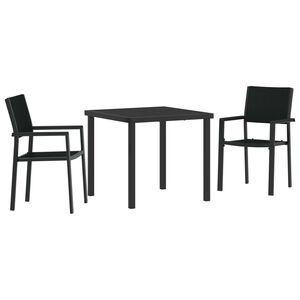 vidaXL Conjunto de Comedor de Jard&iacute;n 3 pcs Negro