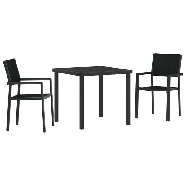 vidaXL Conjunto de Comedor de Jard&iacute;n 3 pcs Negro