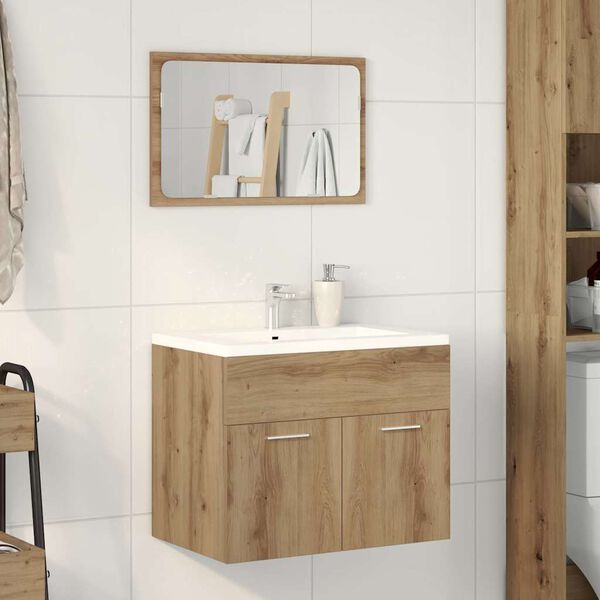 vidaXL Juego de muebles ba&ntilde;o 2 piezas madera ingenier&iacute;a roble artisan