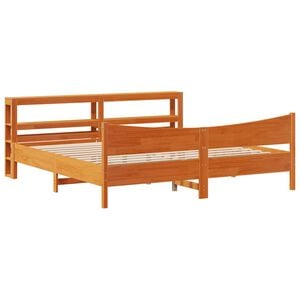 vidaXL Estructura cama con cabecero madera pino marr&oacute;n cera 200x200 cm