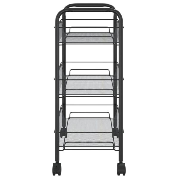 vidaXL Carrito de cocina 3 niveles hierro negro 46x26x64 cm