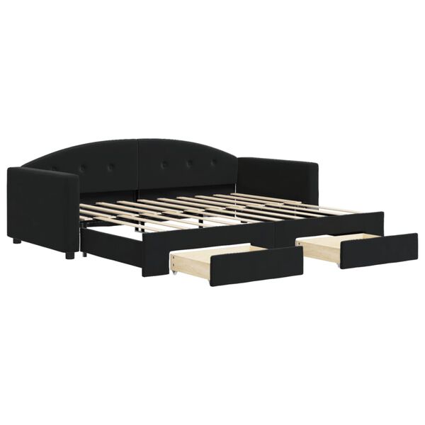 vidaXL Sof&aacute; cama nido con cajones terciopelo negro 90x190 cm