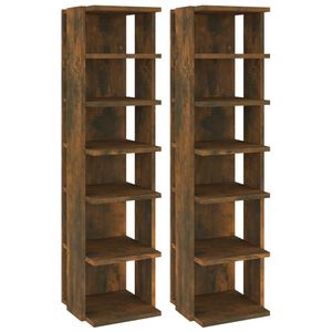 vidaXL Zapatero 2 uds madera contrachapada roble ahumado 27,5x27x102cm