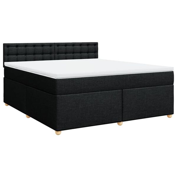 vidaXL Cama box spring con colch&oacute;n tela negro 180x200 cm