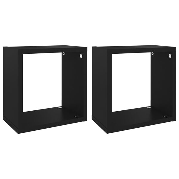 vidaXL Estantes cubo de pared 2 unidades negro 26x15x26 cm