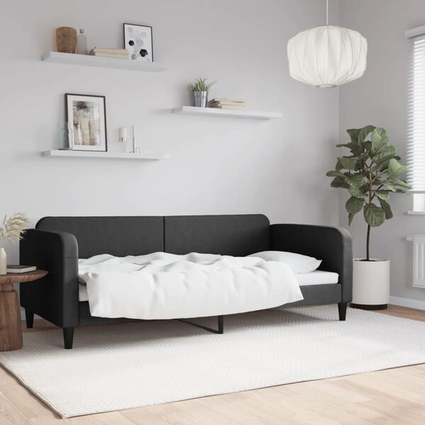 vidaXL Sof&aacute; cama sin colch&oacute;n tela negro 90x200 cm