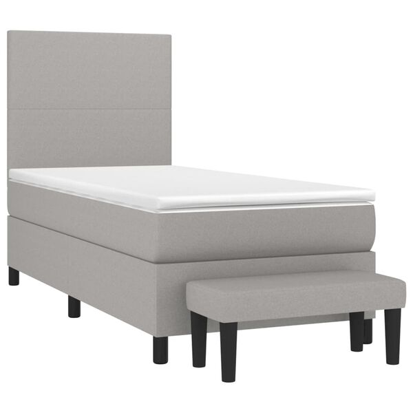 vidaXL Cama box spring con colch&oacute;n tela gris claro 90x190 cm