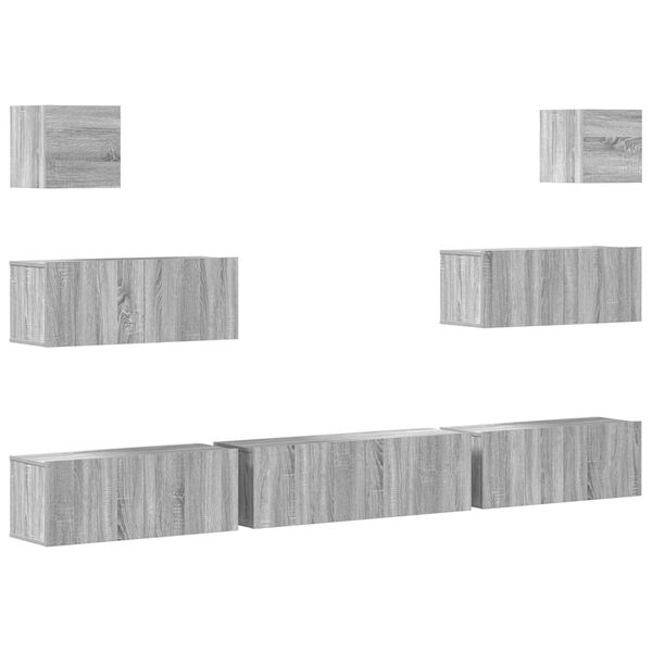 vidaXL Set de muebles para TV 7 pzas madera contrachapada gris Sonoma