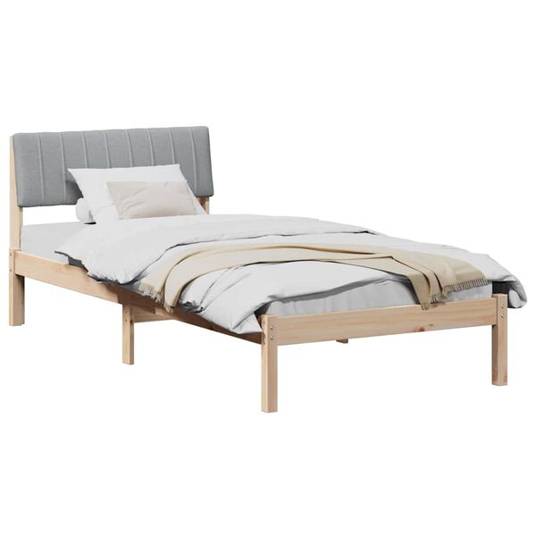 vidaXL Estructura de cama con cabecera Marr&oacute;n y gris claro 90 x 190 cm