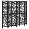 vidaXL Biombo separador de 6 paneles madera maciza Paulownia negro