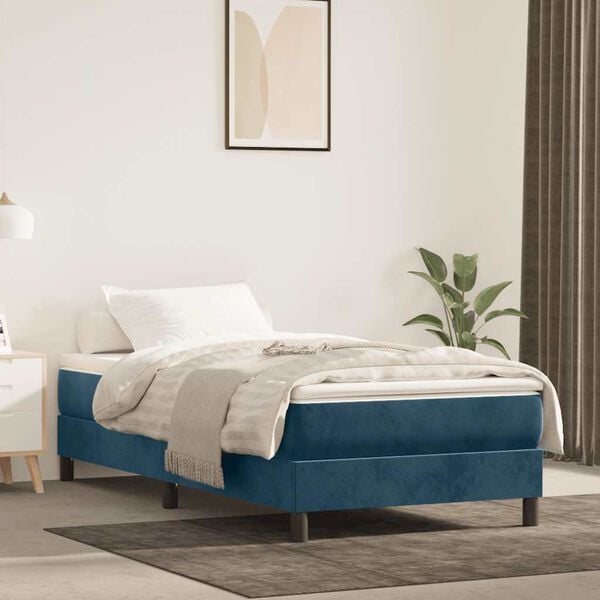 vidaXL Estructura de cama con somier terciopelo azul oscuro 90x190 cm