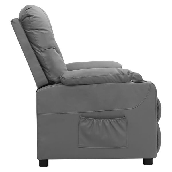 vidaXL Sill&oacute;n reclinable de cuero sint&eacute;tico gris