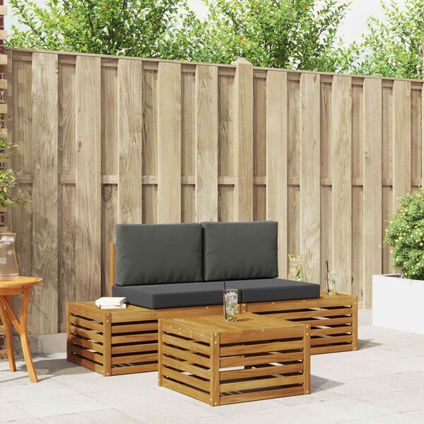 vidaXL Conjunto de sof&aacute;s de exterior 3 Pieza Natural y Antracita