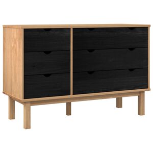 vidaXL Cajonera OTTA Negro 111 x 43 x 73,5 cm Madera de Pino Maciza