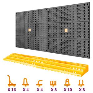 vidaXL Panel de herramientas 500x1000 mm 50 ganchos PP