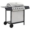 vidaXL Barbacoa port&aacute;til de gas con 6 zonas plateada acero inoxidable