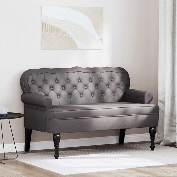 vidaXL Banco Chesterfield Gris 119.5 x 64.5 x 75 cm Cuero sintético