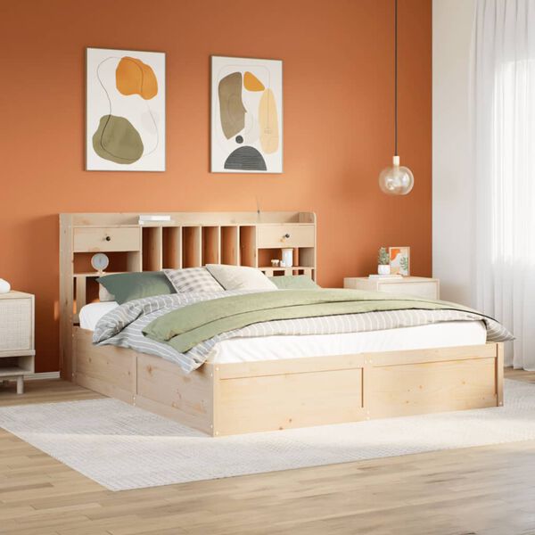 vidaXL Estructura de cama sin colch&oacute;n madera maciza de pino 180x200 cm