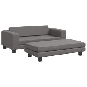 vidaXL Cama de perros con extensi&oacute;n cuero sint&eacute;tico gris 100x50x30 cm