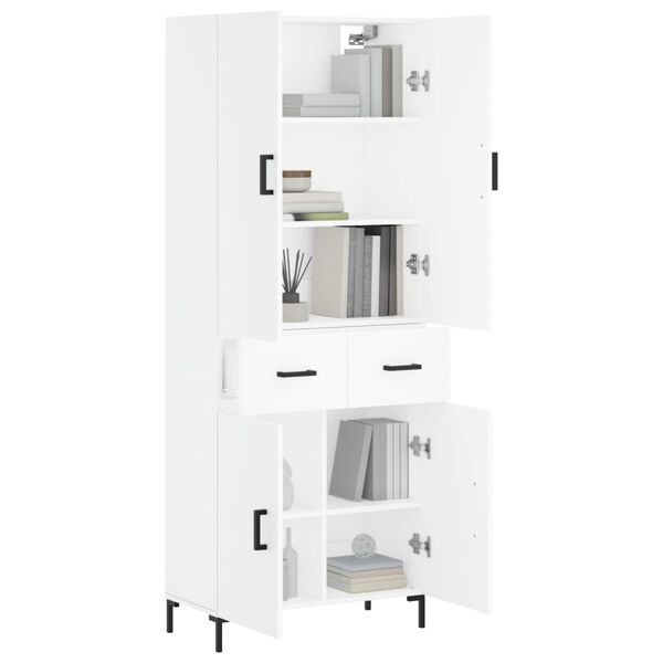 vidaXL Aparador alto madera contrachapada blanco 69,5x34x180 cm