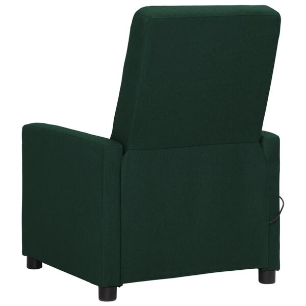 vidaXL Sill&oacute;n de masaje elevable tela verde oscuro