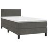 vidaXL Cama box spring colch&oacute;n y LED terciopelo gris oscuro 100x200 cm