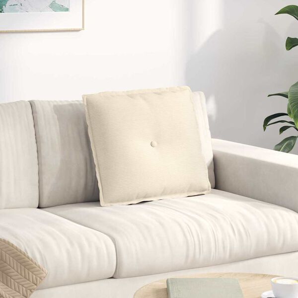 vidaXL Coj&iacute;n de Espalda Crema 50 x 45 cm Tela de pana