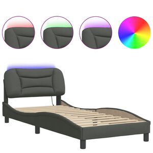 vidaXL Estructura de cama con LED sin colch&oacute;n Hvar gris oscuro 80x200 cm