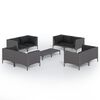 vidaXL Set muebles jard&iacute;n 9 pzas y cojines rat&aacute;n sint&eacute;tico gris oscuro