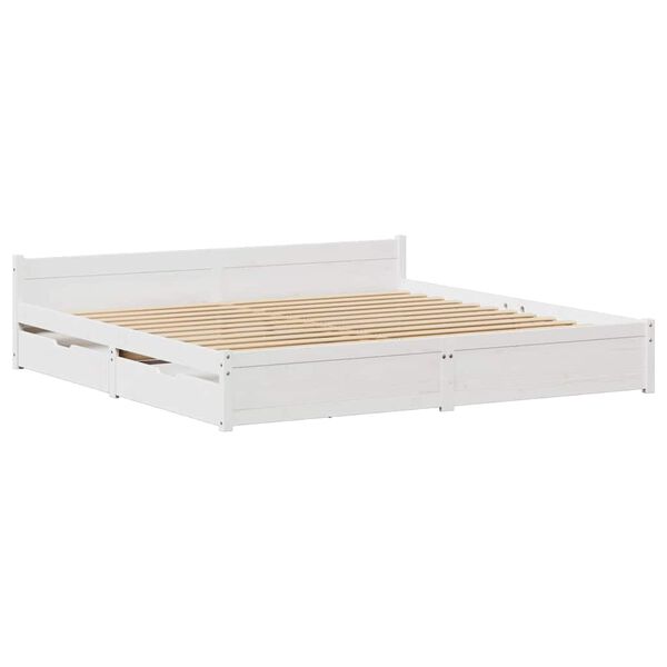 vidaXL Estructura de cama sin colch&oacute;n madera maciza blanca 200x200 cm