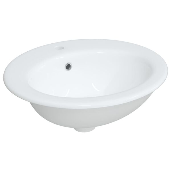 vidaXL Lavabo de ba&ntilde;o ovalado cer&aacute;mica blanco 52x46x20 cm