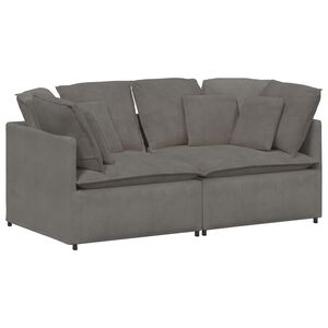 vidaXL Sof&aacute; modular con cojines de tela de pana gris claro