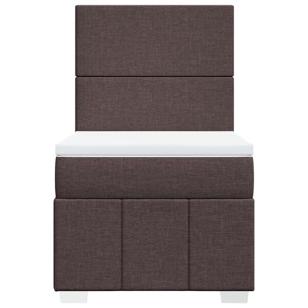 vidaXL Cama box spring con colch&oacute;n tela marr&oacute;n oscuro 90x190 cm