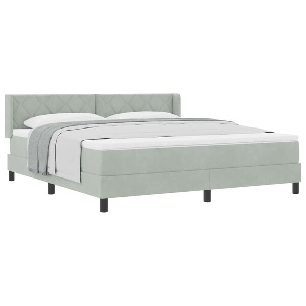 vidaXL Cama tipo Box Spring Gris Claro 200 x 180 cm Poli&eacute;ster