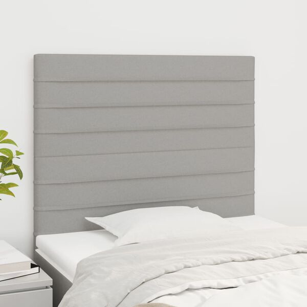 vidaXL Cabecero de cama gris claro 100x5x118/128 cm Tela