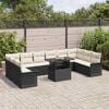 vidaXL Conjunto de sof&aacute; de jard&iacute;n con coj&iacute;n 11 pcs Negro Polirat&aacute;n