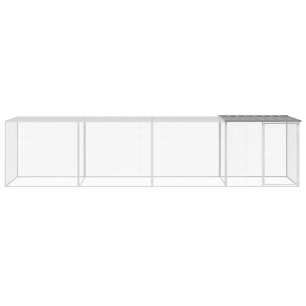 vidaXL Gallinero con techo acero galvanizado gris claro 403x98x90 cm