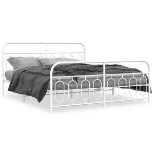 vidaXL Estructura cama sin colch&oacute;n con estribo metal blanco 193x203 cm