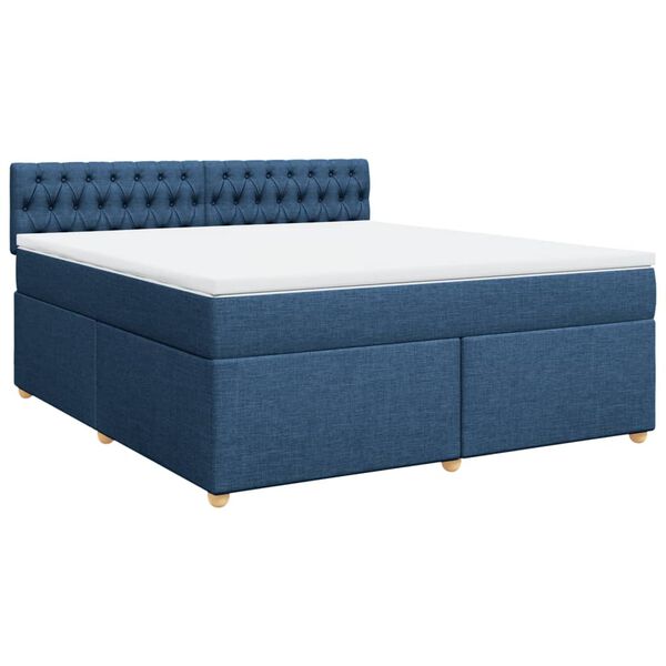 vidaXL Cama box spring con colch&oacute;n tela azul 180x200 cm