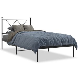 vidaXL Estructura cama sin colch&oacute;n con cabecero metal negro 90x190 cm