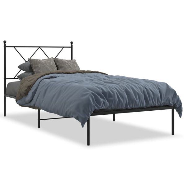 vidaXL Estructura cama sin colchón con cabecero metal negro 90x190 cm