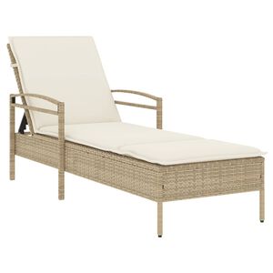 vidaXL Tumbona con coj&iacute;n rat&aacute;n sint&eacute;tico beige 63x200x81 cm