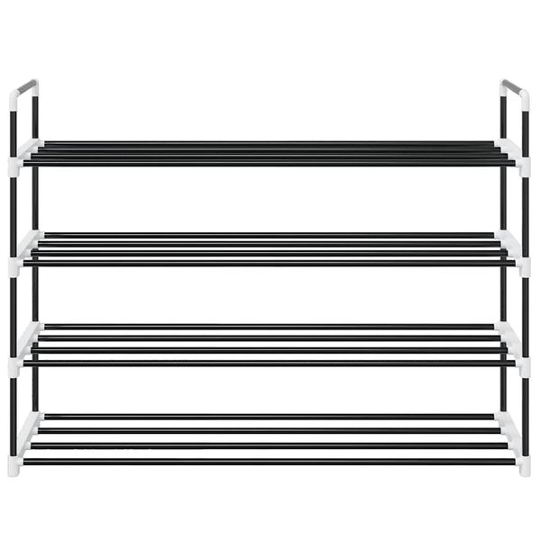 vidaXL Zapatero con 4 estantes metal y pl&aacute;stico negro