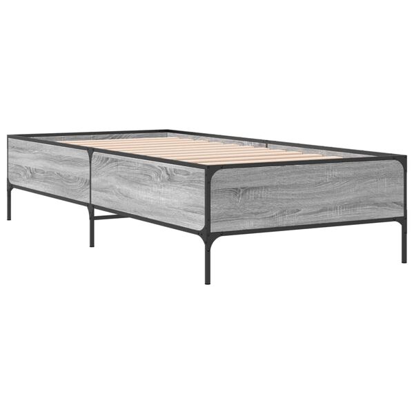 vidaXL Estructura cama madera ingenier&iacute;a metal gris Sonoma 90x200 cm
